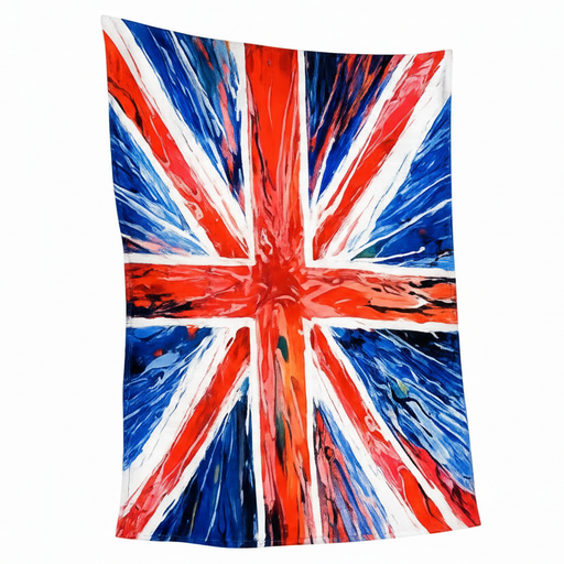 Union Jack tea towel with artistic painted brush stroke flag design