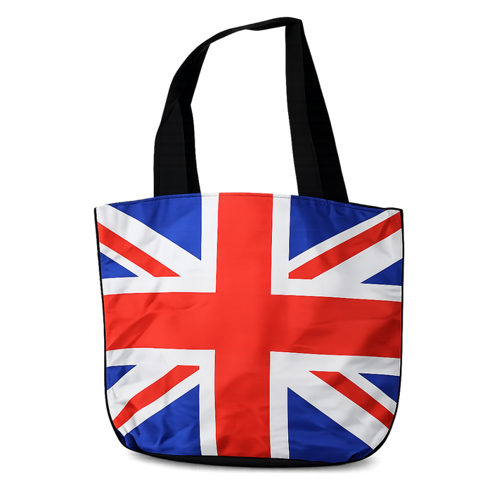 Union Jack tote bag with zipper top polyester UK flag shopping bag