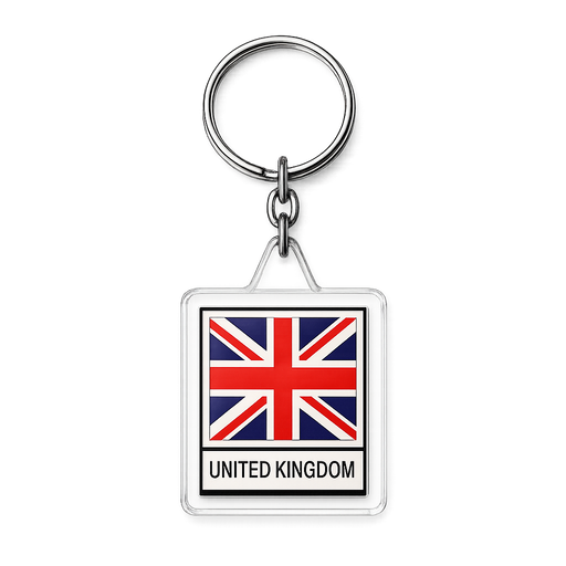 Union Jack square acrylic keychain double sided United Kingdom flag key ring