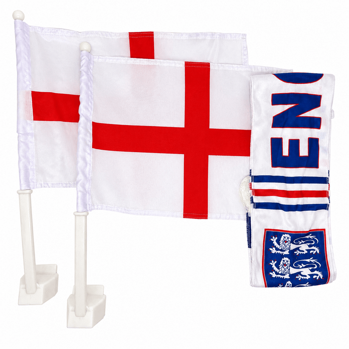 England Car Flag Set with Fleece Scarf - British Bundles