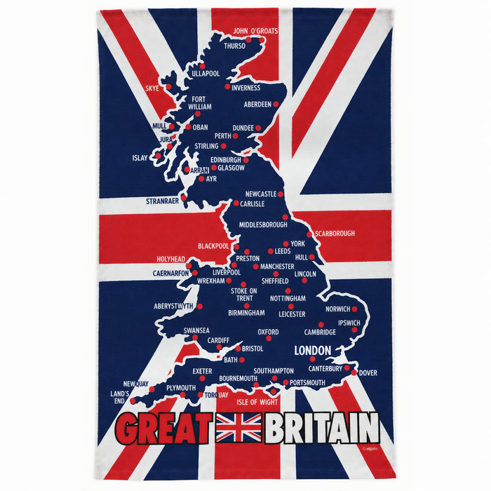 Great Britain Map Cotton Tea Towel - British Bundles