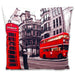 London Telephone Box and Bus Cushion Cover 18x18in - British Bundles