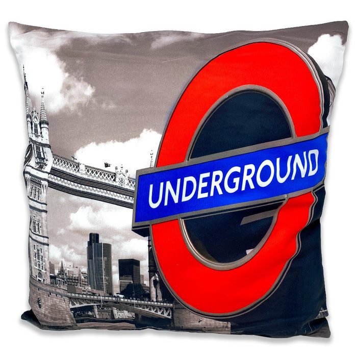 London Underground and Tower Bridge Cushion Cover 18x18in - British Bundles