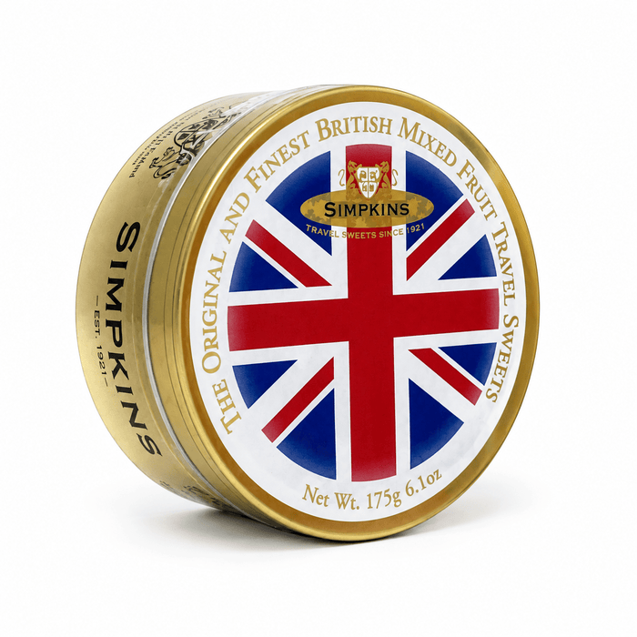 Simpkins Mixed Fruit Drops Union Jack Tin 175g - British Bundles