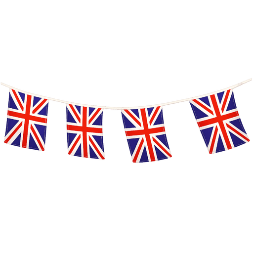Union Jack String Flag Banner 12x18in 25ft - British Bundles
