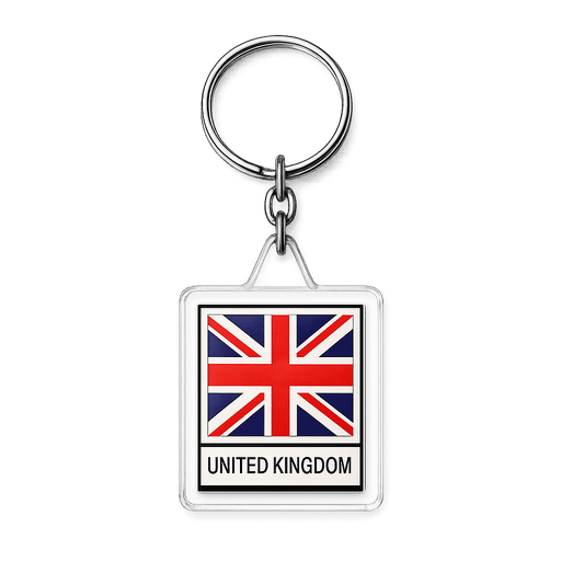 United Kingdom Union Jack Square Keychain Acrylic 1.5in - British Bundles