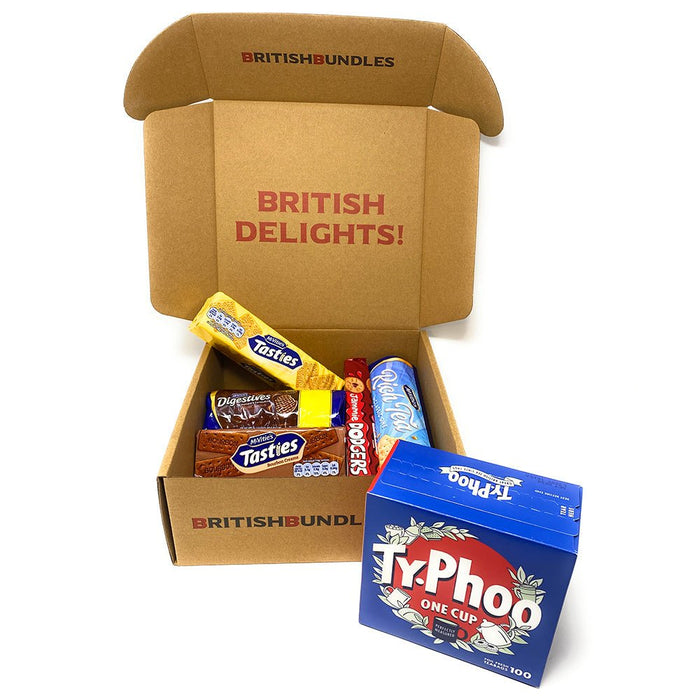 British Tea & Biscuits Selection (5 Biscuits & Your Choice of Tea) - British Bundles