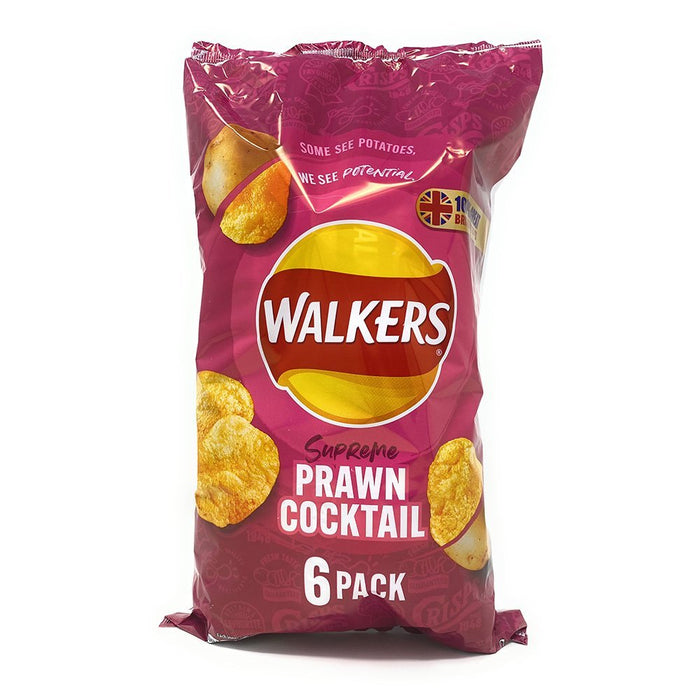 Walkers Prawn Cocktail Crisps 6 Pack (6 x 25g) - British Bundles